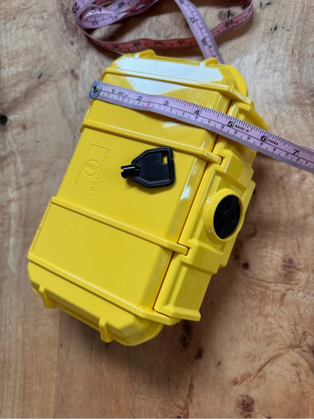 Seahorse Yellow Waterproof Protective Case for Electronics with key, NEW